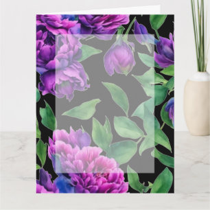Elegant lila magenta vattenfärgsblommor blommigtar kort