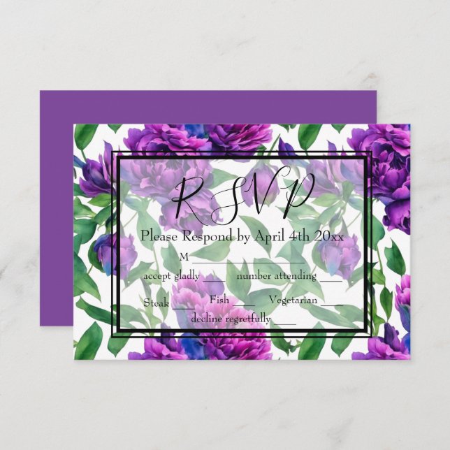 Elegant lila magenta vattenfärgsfärgblommigt osa (Fram/baksida)