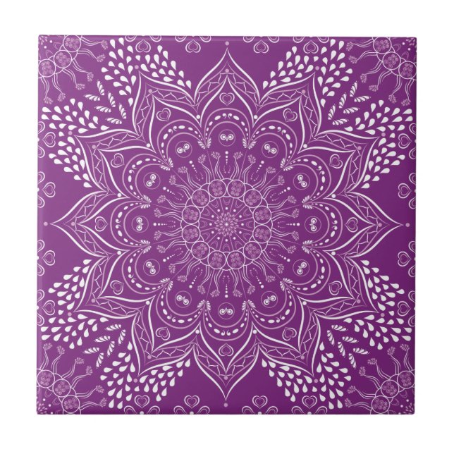 Elegant lila mandala kakelplatta (Framsidan)