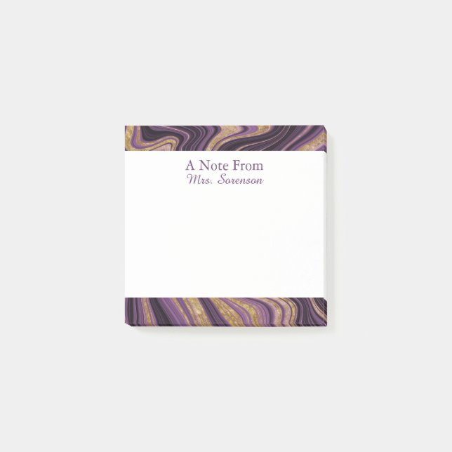 Elegant Lila Marble Personlig Sticky Notes Post-it Block (Framsida)