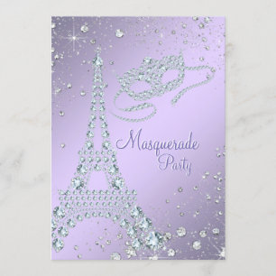 Elegant lila maskeradbal i Paris Inbjudningar