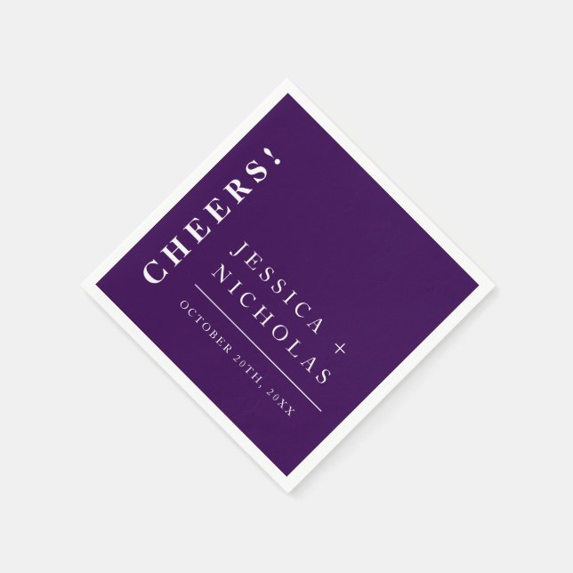 Elegant Lila med minimal Mörk Modern Bröllop Pappersservett (Hörn)