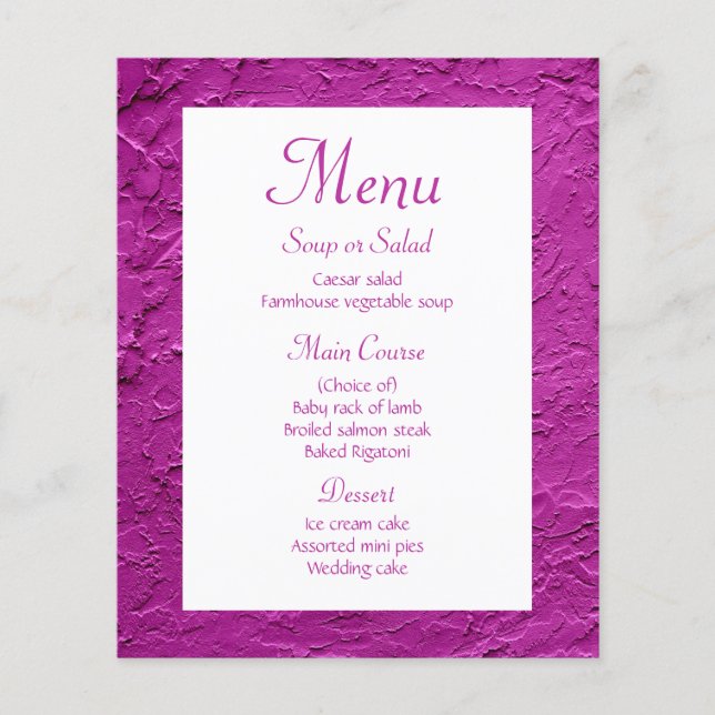 Elegant Lila Menu Bröllop Stucco Modern (Framsida)