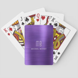 Elegant Lila Metallic Monogram Namn Casinokort