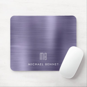 Elegant Lila Metallic Monogram Namn Musmatta