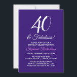 Elegant Lila Minimalist 40 och Fabulous Birthday Inbjudningar<br><div class="desc">Elegant Lila Minimalist 40 och Fabulous Birthday Invation Personalize this elegant lila födelsedagsfest inbjudan with the namn of the person som firar en mycket speciell dag i sitt liv. En 40-årsdag är en speciell milstolpe att fira. Märk tillfälle genom att skapa party och skicka inbjudningar till alla speciella människor i...</div>