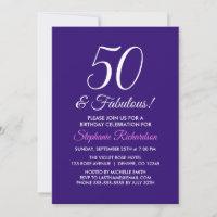 Elegant Lila Minimalist 50 och Fabulous Birthday