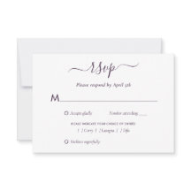 Elegant Lila Modern Bröllop OSA Script Card