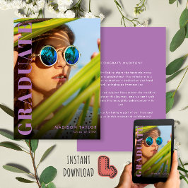 Elegant lila modern fototexter för examen meddelande