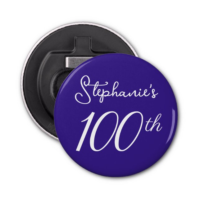 Elegant Lila Monogram 100:e Födelsedagsfesten Flasköppnare (Framsidan)