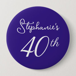 Elegant Lila Monogram 40 födelsedagar Party Knapp
