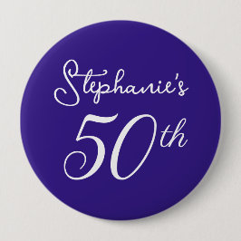 Elegant Lila Monogram 50:e Födelsedagsfesten Knapp