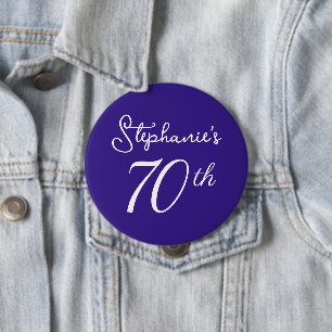 Elegant Lila Monogram 70:e Födelsedagsfesten Knapp