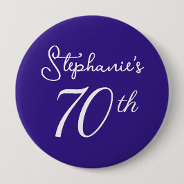 Elegant Lila Monogram 70:e Födelsedagsfesten Knapp