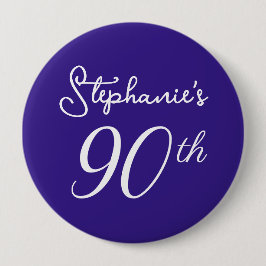 Elegant Lila Monogram 90:e Födelsedagsfest Knapp