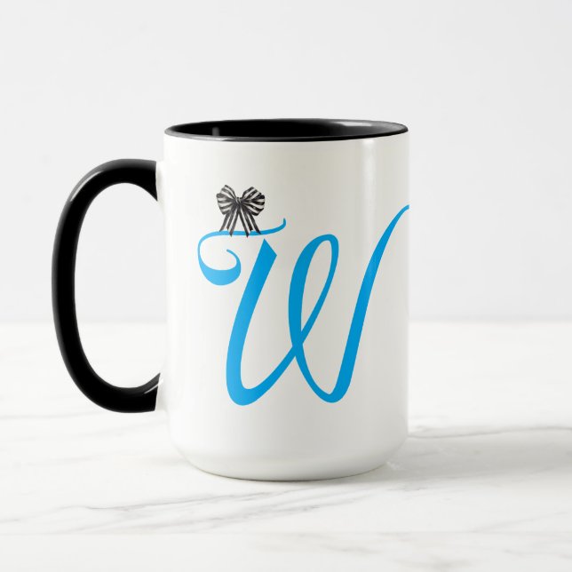 Elegant Lila Monogram Brev W-kaffe Mugg (Vänster)