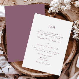 Elegant Lila Monogram Bröllop Inbjudningar
