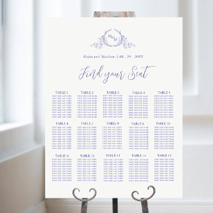 Elegant Lila Monogram Bröllop Sittdiagramskylt för Poster