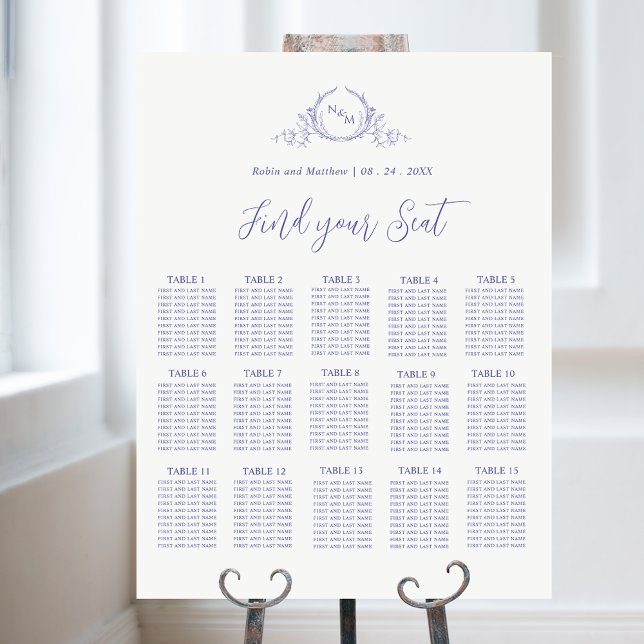 Elegant Lila Monogram Bröllop Sittdiagramskylt för Poster (Skapare uppladdad)