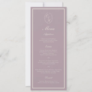 Elegant Lila Monogram Bröllops Lång Meny Inbjudningar