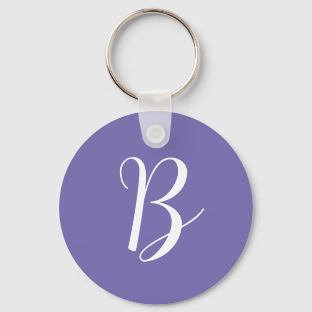 Elegant lila monogram initial nyckelring (Framsida)