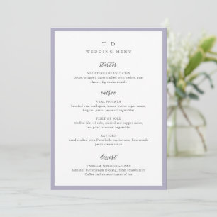 Elegant Lila Monogram Modern Bröllop Meny