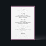 Elegant Lila Monogram Modern Bröllop Meny<br><div class="desc">Moderna bröllop-menyer med ren design med serif och script typsnitt.</div>