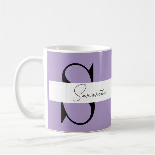 Elegant Lila Monogram Mugg Personlig