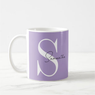 Elegant Lila Monogram Mugg Personlig
