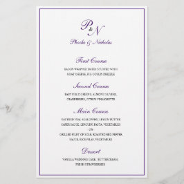 Elegant Lila Monogram Traditional Bröllop Menu