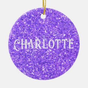 Elegant Lila mousserande glitter mönster Julgransprydnad Keramik