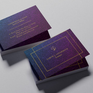 Elegant lila navy faux lather guld-manusjurist visitkort