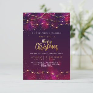 Elegant Lila Neon Anpassningsbar Holly julklapp Inbjudningar