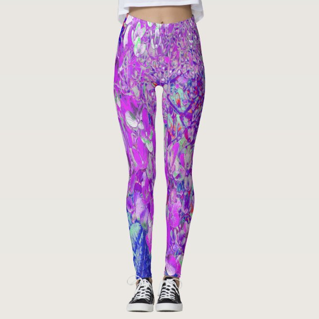 Elegant lila och blå Limelight Hortensia Leggings (Framsida)