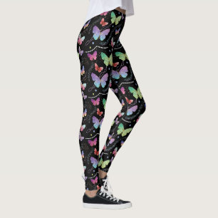 Elegant lila och blå ljusa fjärilar  leggings