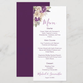 Elegant lila och elfenbensvit bröllopsros meny