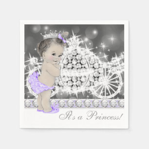 Elegant lila och grå prinsessa baby shower pappersservett
