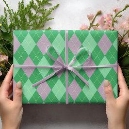 Elegant Lila och Grönt Argyle Mönster Girl Presentpapper