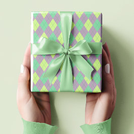 Elegant Lila och Grönt Argyle Mönster Girl Presentpapper