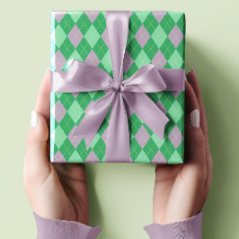 Elegant Lila och Grönt Argyle Mönster Girl Presentpapper