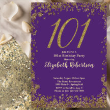 Elegant lila och guld 101-årsdag