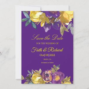 Elegant Lila och Guld Fallbröllop Spara datum Datumet