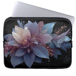 Elegant lila och guld fantasiblommig arrangemang laptop fodral