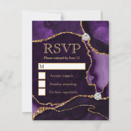 Elegant Lila och Guld Faux Glitter Marble Agate OSA Kort