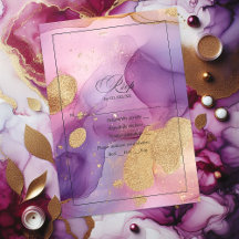 Elegant lila och guld flytande alkoholbläck