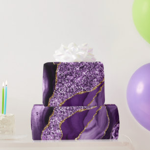 Elegant lila och guld glitter ocean agat presentpapper