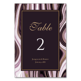 Elegant Lila och Guld Marble Bröllop Bordsnummer