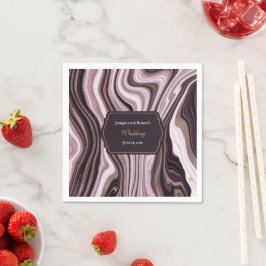 Elegant Lila och Guld Marble Bröllop Pappersservett