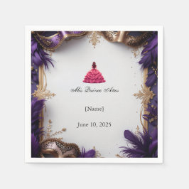 Elegant Lila och Guld Quinceañera Party Pappersservett