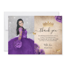 Elegant Lila och Guld Quinceañera Photo Birthday